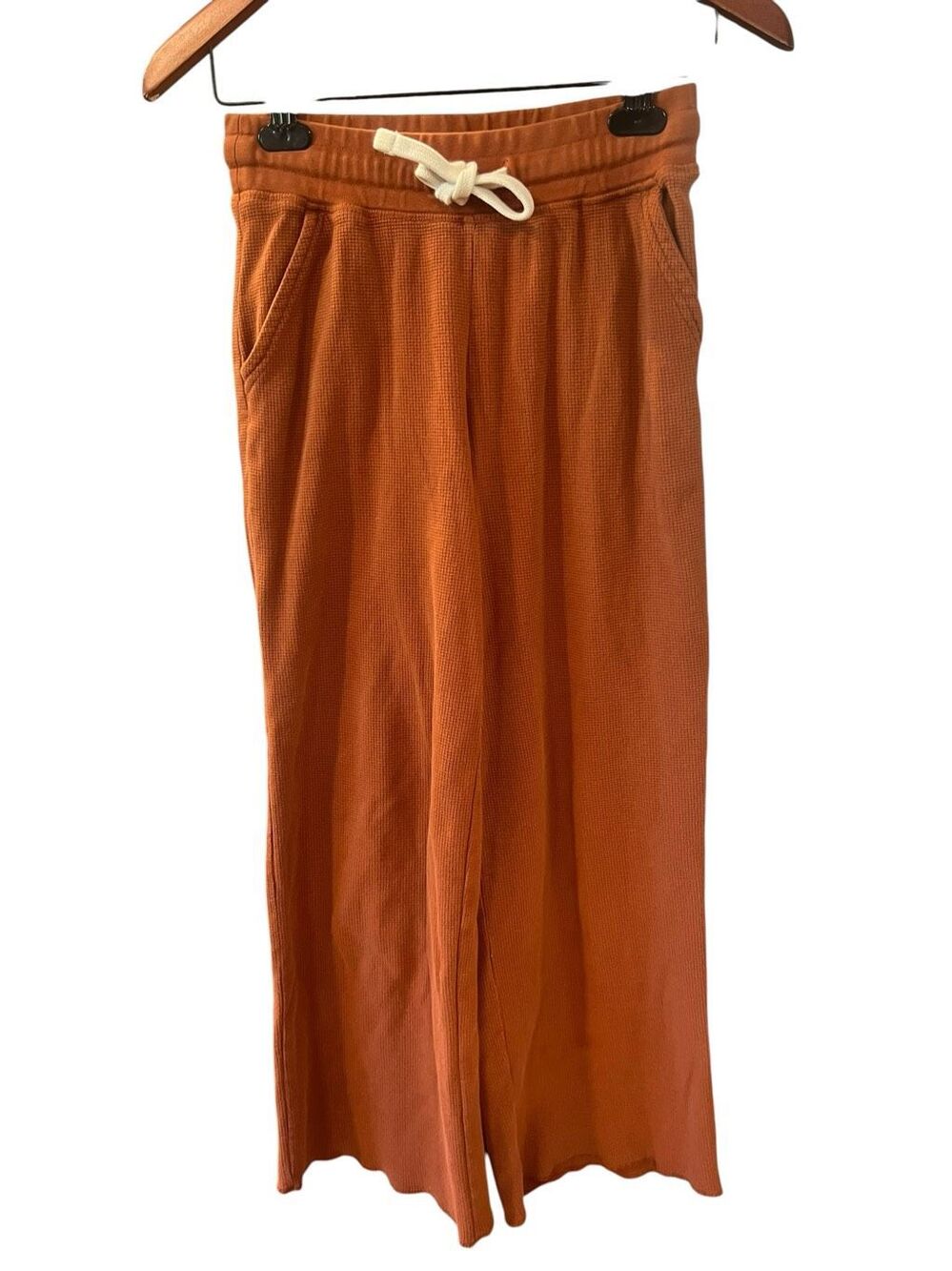 Pact XS 100% organic cotton rust brown wide leg daily twill lounge pants